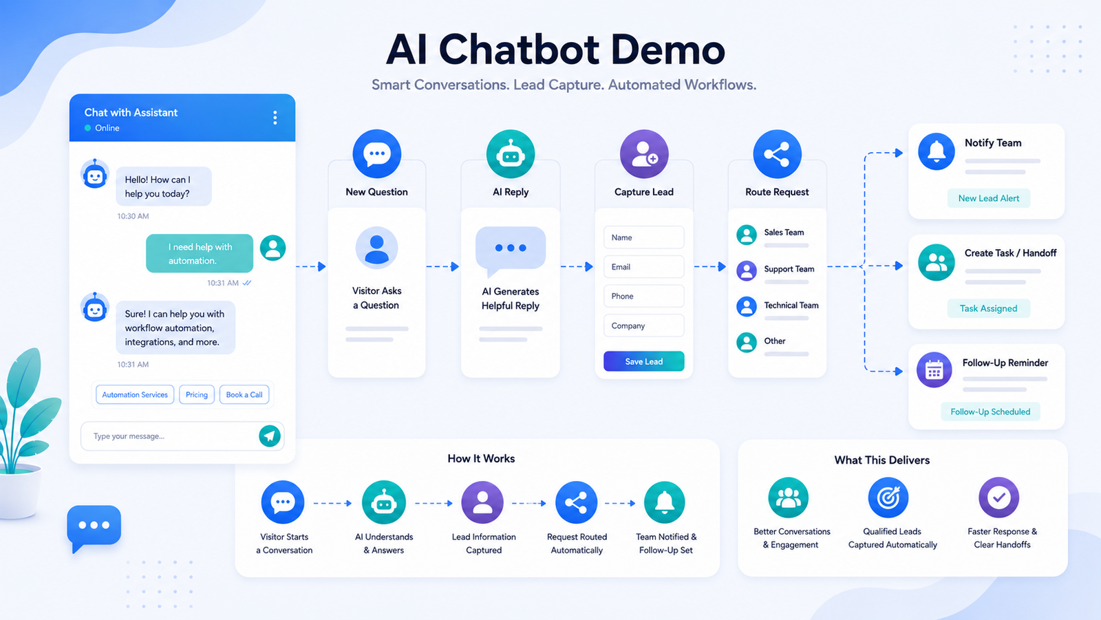 AI chatbot automation demo workflow preview